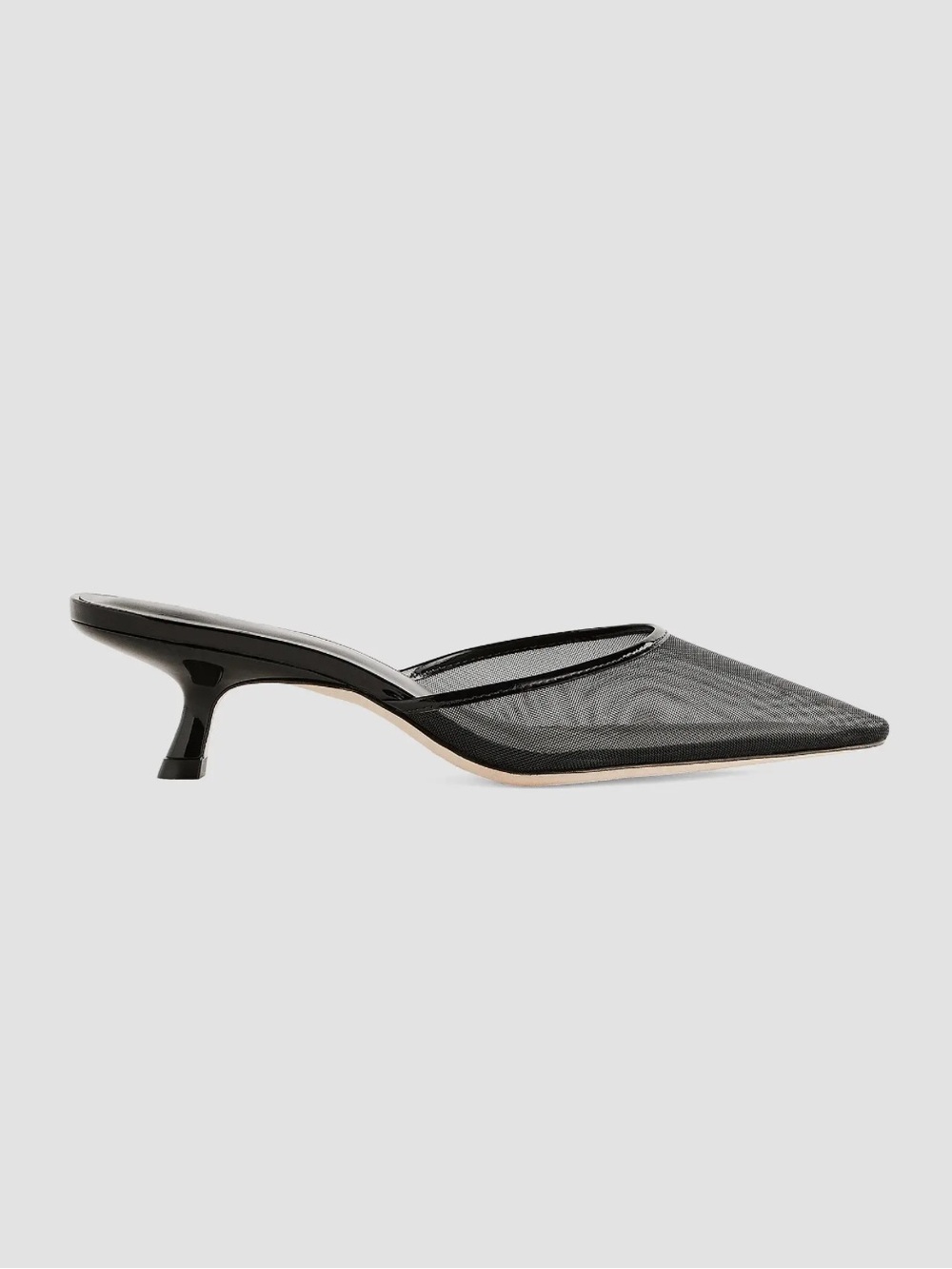 Reformation Wilda Black Mesh Kitten Heel Mules